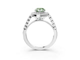 White gold Fancy Green Pear  Halo Milgrain Solitaire with Bezel Set Side Stones and Pave Band_35