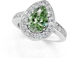 White gold Fancy Green Pear  Halo Pavé Diamond Engagement Ring with Bezel Setting_50
