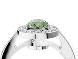 White gold Fancy Green Pear  Halo Pavé Diamond Engagement Ring with Bezel Setting_53