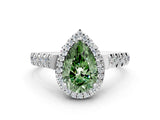 White gold Fancy Green Pear  Halo Pavé Diamond Engagement Ring with Four-Prong Setting_26