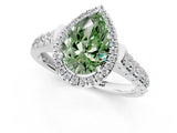 White gold Fancy Green Pear  Halo Pavé Diamond Engagement Ring with Four-Prong Setting_27