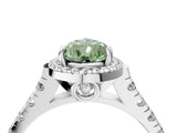 White gold Fancy Green Pear  Halo Pavé Diamond Engagement Ring with Four-Prong Setting_30