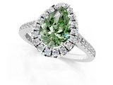 White gold Fancy Green Pear  Halo Pavé Diamond Engagement Ring with Four-Prong Setting_4
