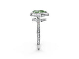 White gold Fancy Green Pear  Halo Pave Band Solitaire Ring with Prong Setting_69