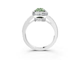White gold Fancy Green Pear  Halo Pave Band Solitaire Ring with Prong Setting_69