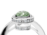 White gold Fancy Green Pear  Halo Pave Band Solitaire Ring with Prong Setting_70