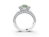 White gold Fancy Green Pear  Halo Pave Diamond Engagement Ring with Milgrain Detailing_51
