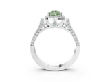 White gold Fancy Green Pear  Halo Pave Split Shank Prong Setting Ring_29