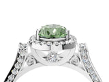 White gold Fancy Green Pear  Halo Pave Split Shank Prong Setting Ring_30