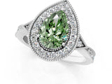 White gold Fancy Green Pear  Halo Round Diamond Milgrain Pave Engagement Ring_4