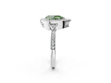 White gold Fancy Green Pear  Halo Round Diamond Milgrain Pave Engagement Ring_5