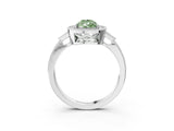 White gold Fancy Green Pear  Halo Round Diamond Milgrain Pave Engagement Ring_6
