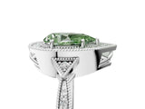 White gold Fancy Green Pear  Halo Round Diamond Milgrain Pave Engagement Ring_8