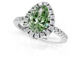 White gold Fancy Green Pear  Halo Round Diamond Pavé Band Four-Prong Ring_4