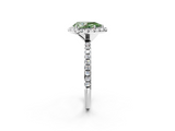 White gold Fancy Green Pear  Halo Round Diamond Pavé Band Four-Prong Ring_5