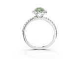 White gold Fancy Green Pear  Halo Round Diamond Pavé Band Four-Prong Ring_6