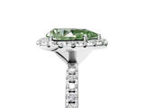 White gold Fancy Green Pear  Halo Round Diamond Pavé Band Four-Prong Ring_8