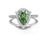White gold Fancy Green Pear  Halo Round Diamond Pave Band with Four-Prong Setting_50