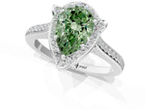 White gold Fancy Green Pear  Halo Round Diamond Pave Band with Four-Prong Setting_51