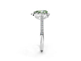 White gold Fancy Green Pear  Halo Round Diamond Pave Band with Four-Prong Setting_52