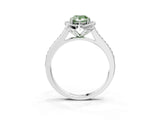 White gold Fancy Green Pear  Halo Round Diamond Pave Band with Four-Prong Setting_53