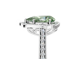White gold Fancy Green Pear  Halo Round Diamond Pave Band with Four-Prong Setting_55