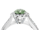 White gold Fancy Green Pear  Halo Round Diamond Pave Band with Prong Setting 5