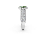 White gold Fancy Green Pear  Halo Round Diamond Pave Band with Prong Setting_26
