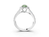 White gold Fancy Green Pear  Halo Round Diamond Pave Band with Prong Setting_27
