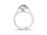 White gold Fancy Green Pear  Halo Solitaire Diamond Ring with Pave Band and Bezel Setting_52