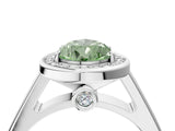 White gold Fancy Green Pear  Halo Solitaire Diamond Ring with Pave Band and Bezel Setting_53