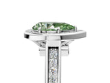 White gold Fancy Green Pear  Halo Solitaire Diamond Ring with Pave Band and Bezel Setting_54