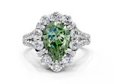 White gold Fancy Green Pear  Halo Split Shank Diamond Engagement Ring with Pave Band and Four-Prong Setting_54