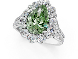 White gold Fancy Green Pear  Halo Split Shank Diamond Engagement Ring with Pave Band and Four-Prong Setting_55
