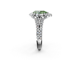 White gold Fancy Green Pear  Halo Split Shank Diamond Engagement Ring with Pave Band and Four-Prong Setting_56