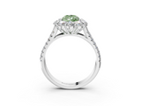 White gold Fancy Green Pear  Halo Split Shank Diamond Engagement Ring with Pave Band and Four-Prong Setting_57
