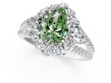 White gold Fancy Green Pear  Halo Split Shank Diamond Engagement Ring with Prong Setting_21