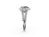 White gold Fancy Green Pear  Halo Split Shank Diamond Engagement Ring with Prong Setting_22