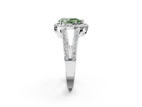 White gold Fancy Green Pear  Halo Split Shank Diamond Ring with Four-Prong Setting_51