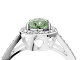 White gold Fancy Green Pear  Halo Split Shank Diamond Ring with Four-Prong Setting_53