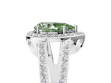 White gold Fancy Green Pear  Halo Split Shank Diamond Ring with Four-Prong Setting_54