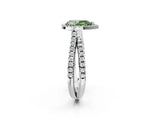 White gold Fancy Green Pear  Halo Split Shank Diamond Ring with Pavé Setting_28