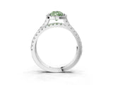White gold Fancy Green Pear  Halo Split Shank Diamond Ring with Pavé Setting_29
