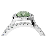 White gold Fancy Green Pear  Halo Split Shank Diamond Ring with Pavé Setting_30