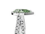 White gold Fancy Green Pear  Halo Split Shank Diamond Ring with Pavé Setting_31