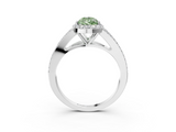 White gold Fancy Green Pear  Halo Split Shank Diamond Ring with Prong Setting_23