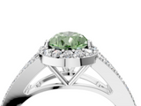 White gold Fancy Green Pear  Halo Split Shank Diamond Ring with Prong Setting_24