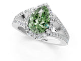 White gold Fancy Green Pear  Halo Split Shank Pave Diamond Ring with Four-Prong Setting_50
