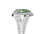 White gold Fancy Green Pear  Halo Split Shank Pave Diamond Ring with Four-Prong Setting_54