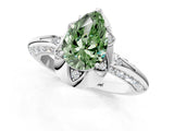 White gold Fancy Green Pear  Halo Split Shank Pave Diamond Ring with Petal Prong Setting_33